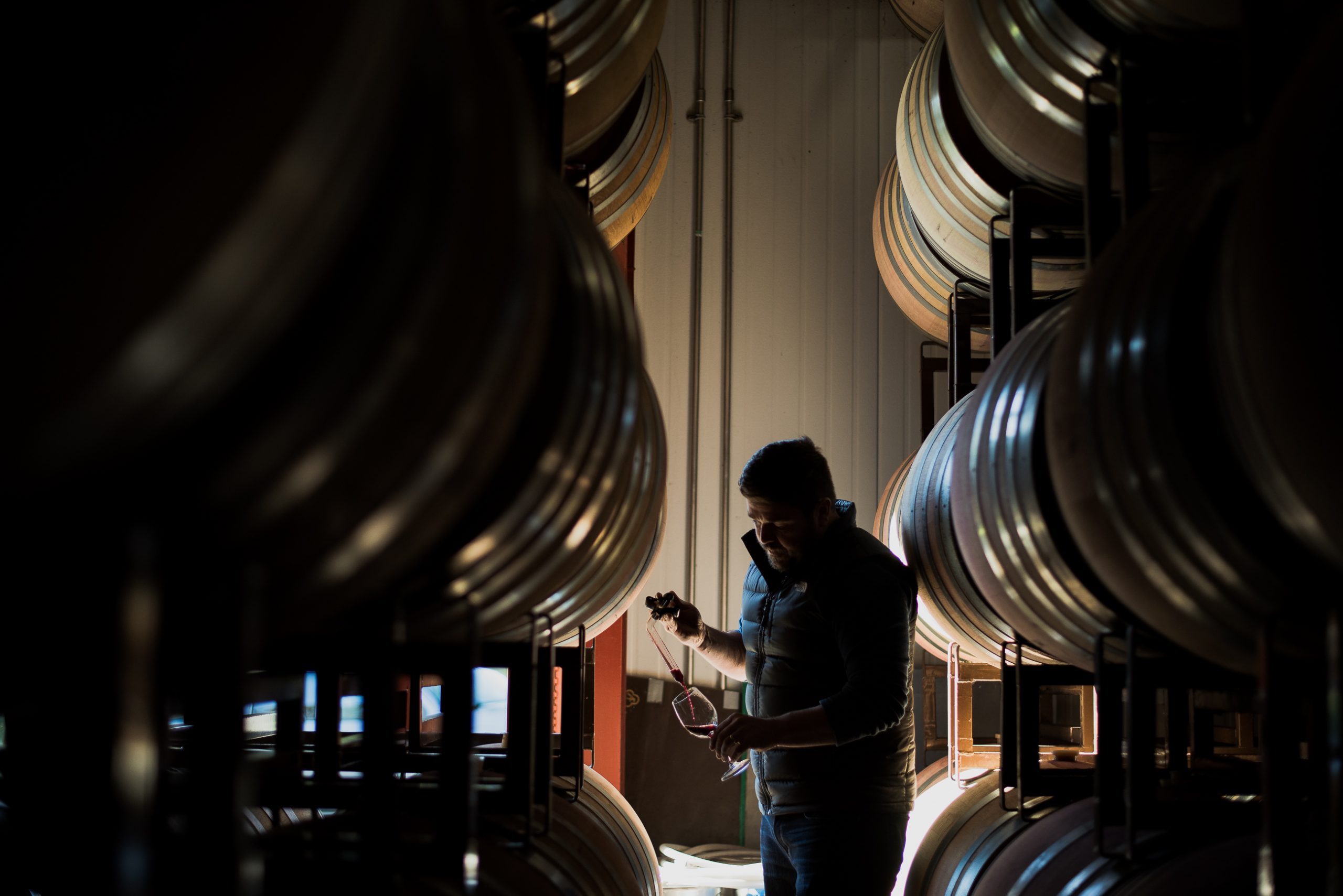 Adrian Jewell Manspeaker of Joseph Jewell Wines blending Russian River Valley Pinot Noir